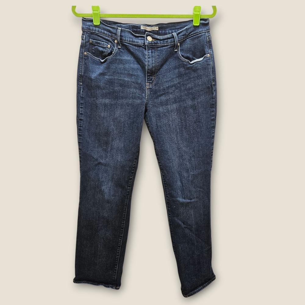 Levi's 505 Straight Leg Dark Wash Denim Jeans‎ Womens Size 12 Comfort Stretch